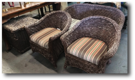 Great Wicker Set with Two Chairs, Love Seat and Table